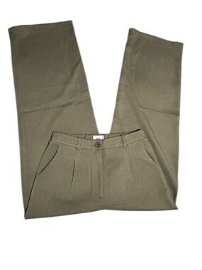 Have L/Wide-Leg Dusty Olive Textured Weave Pants Minimalist Boho Coastal NWOT